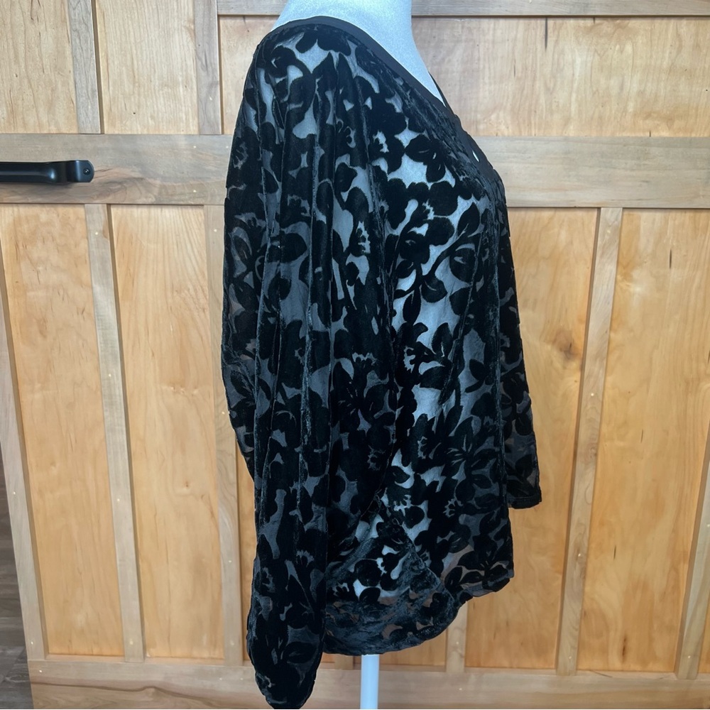 Mystree Size Small | Black Velvet Sheer | STUNNING| Women's Long Sleeve Top - Picture 7 of 9